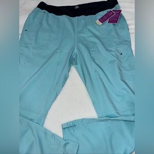 healing hands turquoise light blue Women’s Scrubs Plus size 2X pants NWT